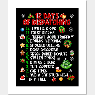 12 Days Of Dispatching Funny Dispatcher Christmas Gift Posters and Art